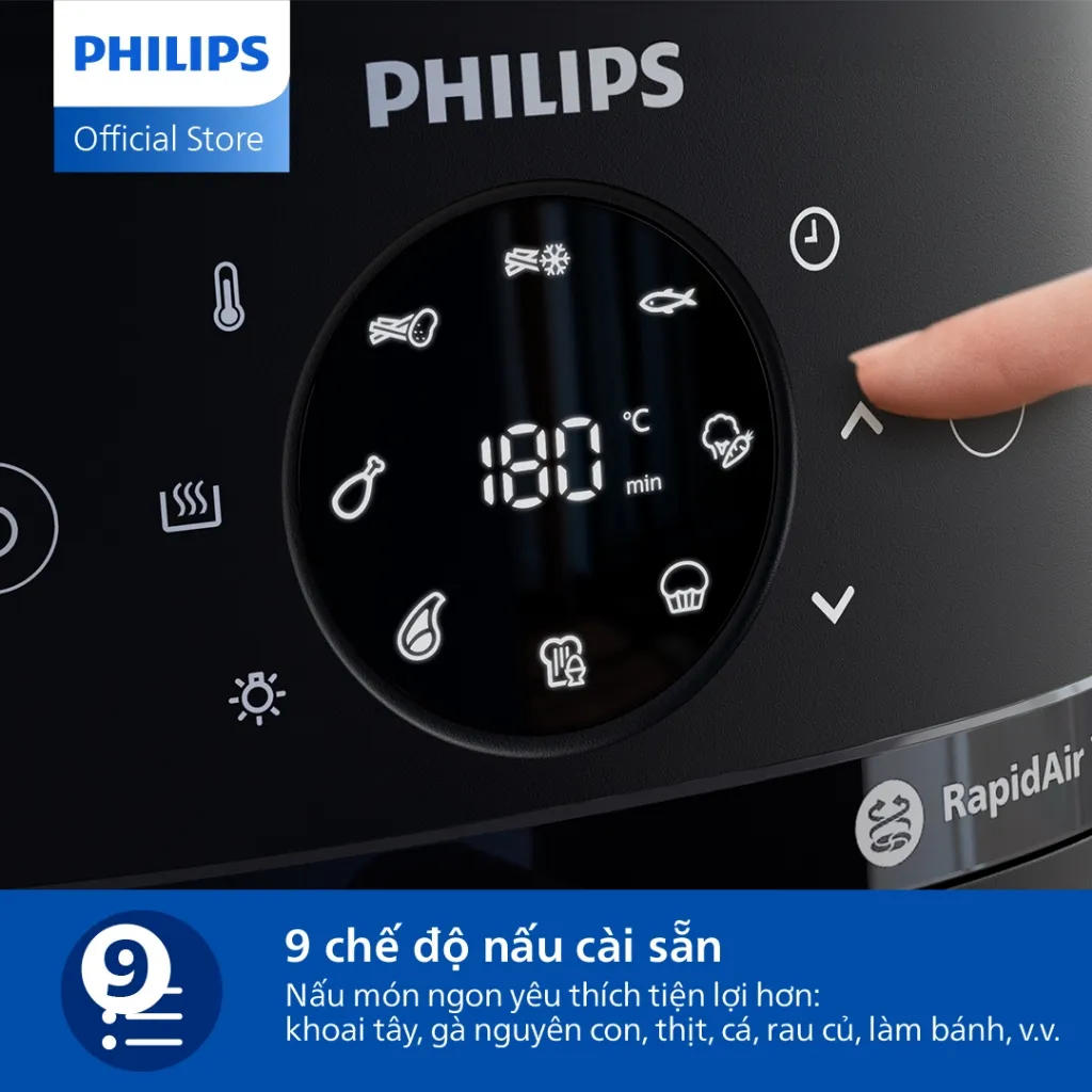 Ảnh Nồi Chiên Không Dầu Điện Tử Philips NA220/00 4.2 lít |1500W| Cửa Sổ Kính, - Hàng Chính Hãng 3