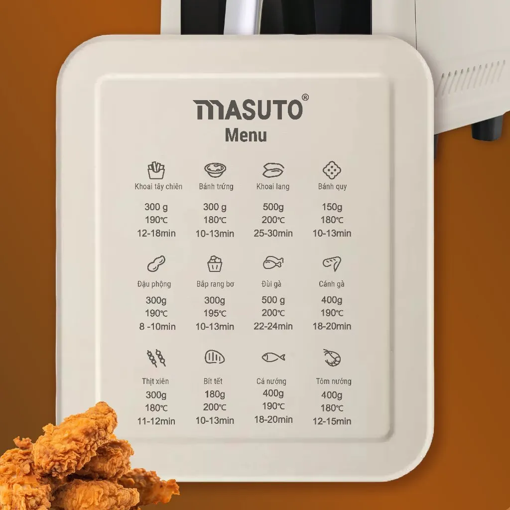Ảnh Nồi Chiên Không Dầu Masuto MSChef 6L cửa sổ kính vỏ máy kim loại 1500W Đa Năng An Toàn 4