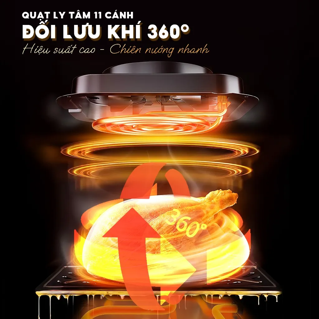 Ảnh Nồi Chiên Không Dầu Masuto MSKing 6L-1700W 2 Tầng Đốt,Nồi Chiên Hơi Nước Phun Sương Vỏ Thép Cacbon Chiên Nướng Gà 4