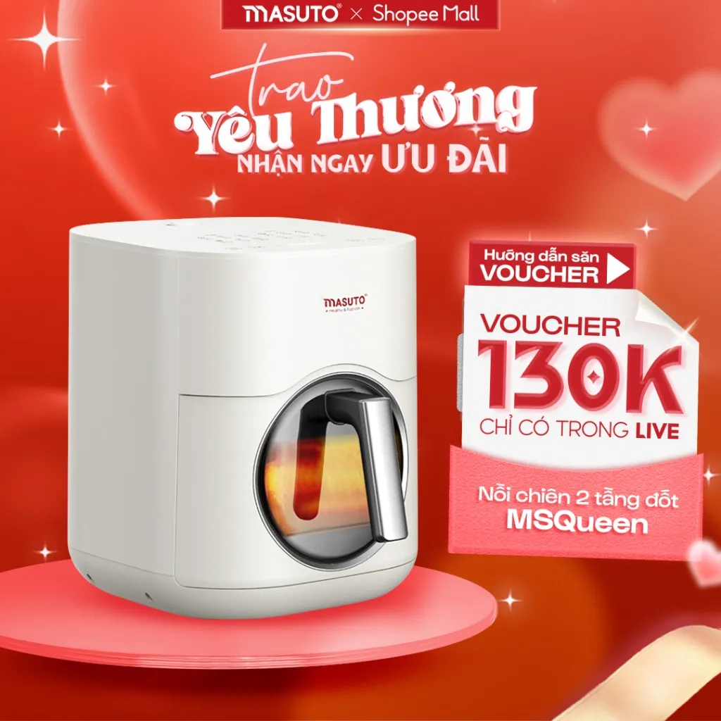 Ảnh Nồi chiên không dầu Masuto MSQueen 6L màn hình cảm ứng đốt 2 tầng đối lưu không cần trở lật 1