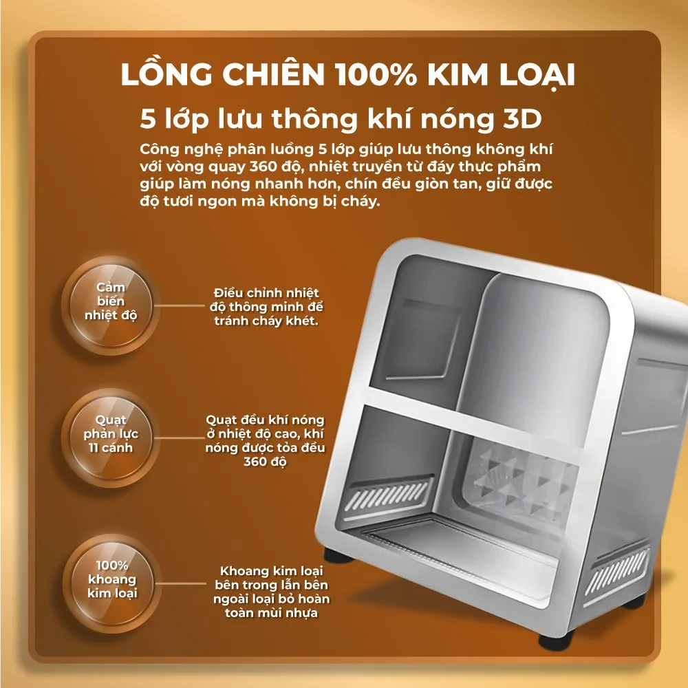 Ảnh Nồi Chiên Không Dầu Masuto MSChef 6L cửa sổ kính vỏ máy kim loại 1500W Đa Năng An Toàn Live 2