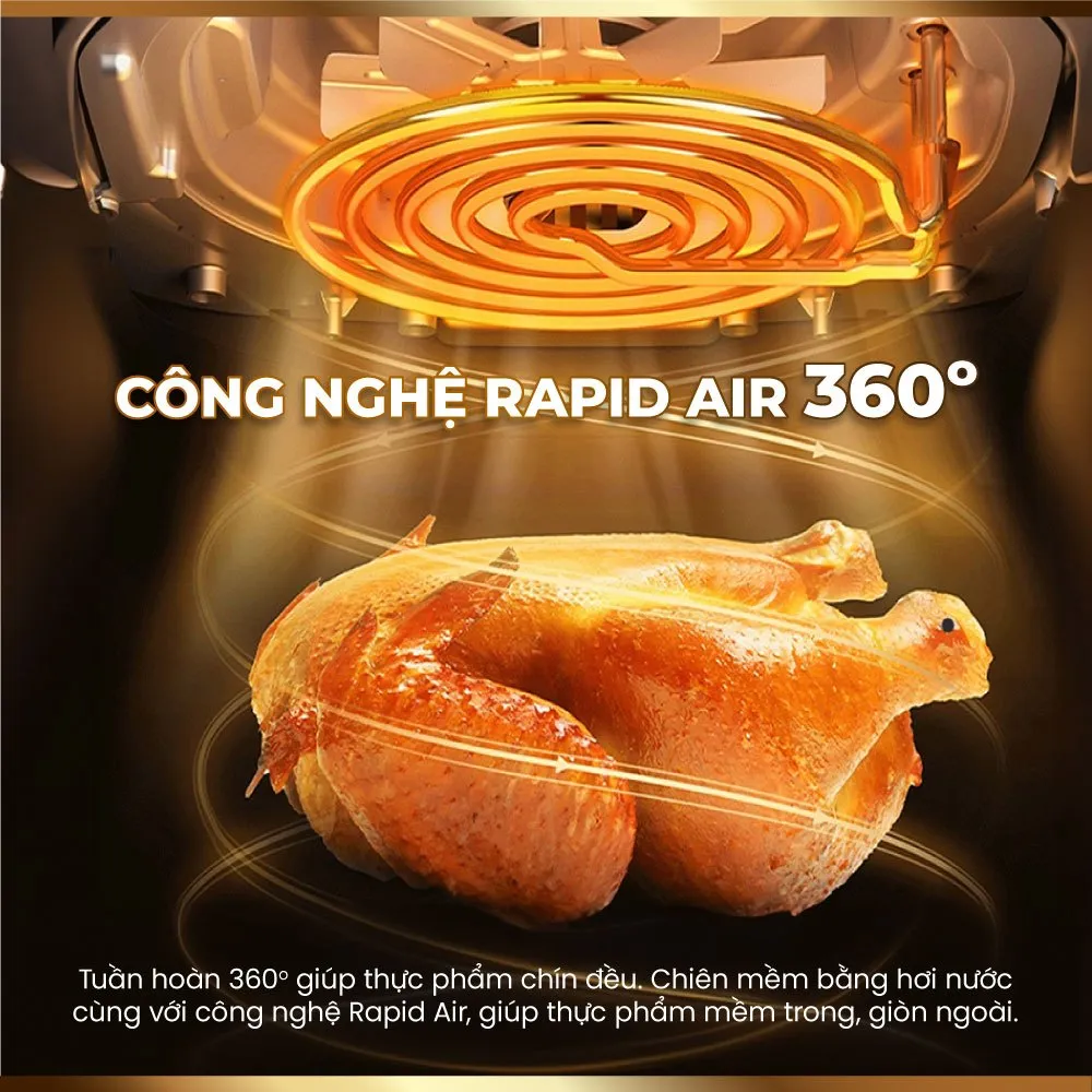 Ảnh Nồi Chiên Không Dầu Masuto MSChef 6L cửa sổ kính vỏ máy kim loại 1500W Đa Năng An Toàn Live 4