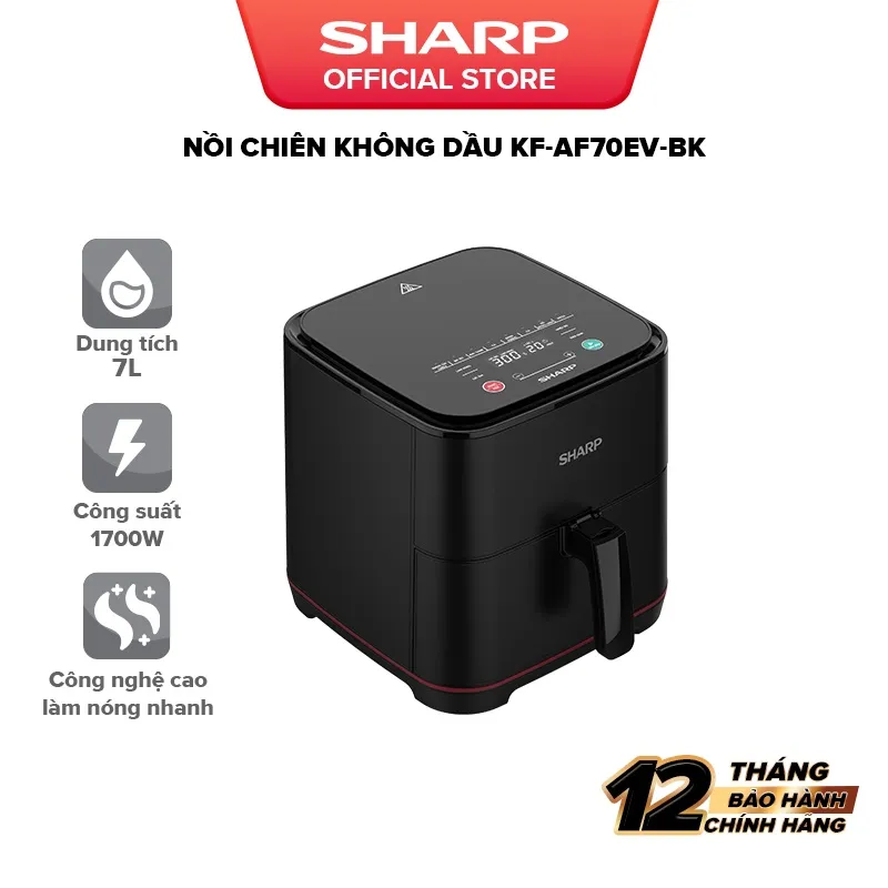 Ảnh Nồi Chiên Không Dầu Sharp KF-AF70EV-BK Chống Dính 7L [1650W] - Bảo hành chính hãng 12 1