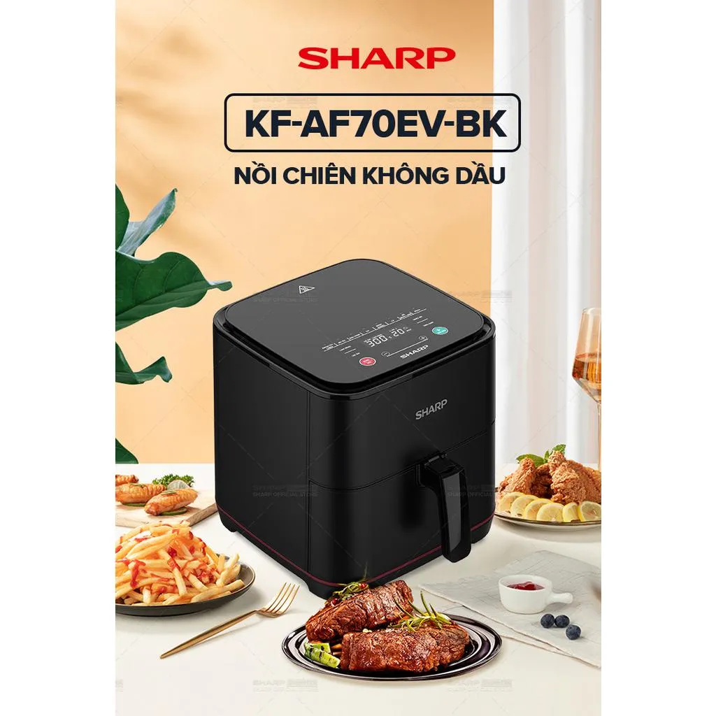 Ảnh Nồi Chiên Không Dầu Sharp KF-AF70EV-BK Chống Dính 7L [1650W] - Bảo hành chính hãng 12 2