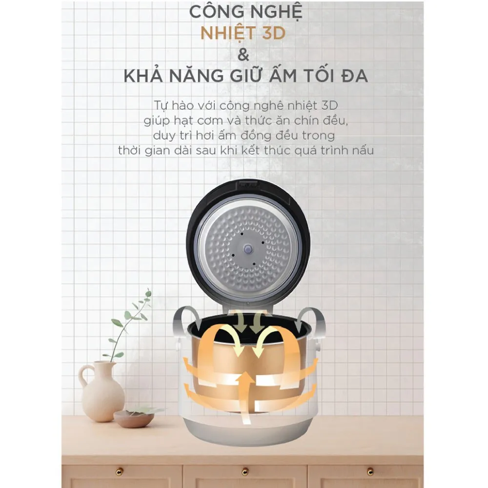Ảnh Nồi cơm điện Cuckoo 1.8L CR-1095 màu trắng- Công nghệ nhiệt 3D - bản quốc tế tiếng Anh - Hàng chính hãng Cuckoo Việt Nam 3