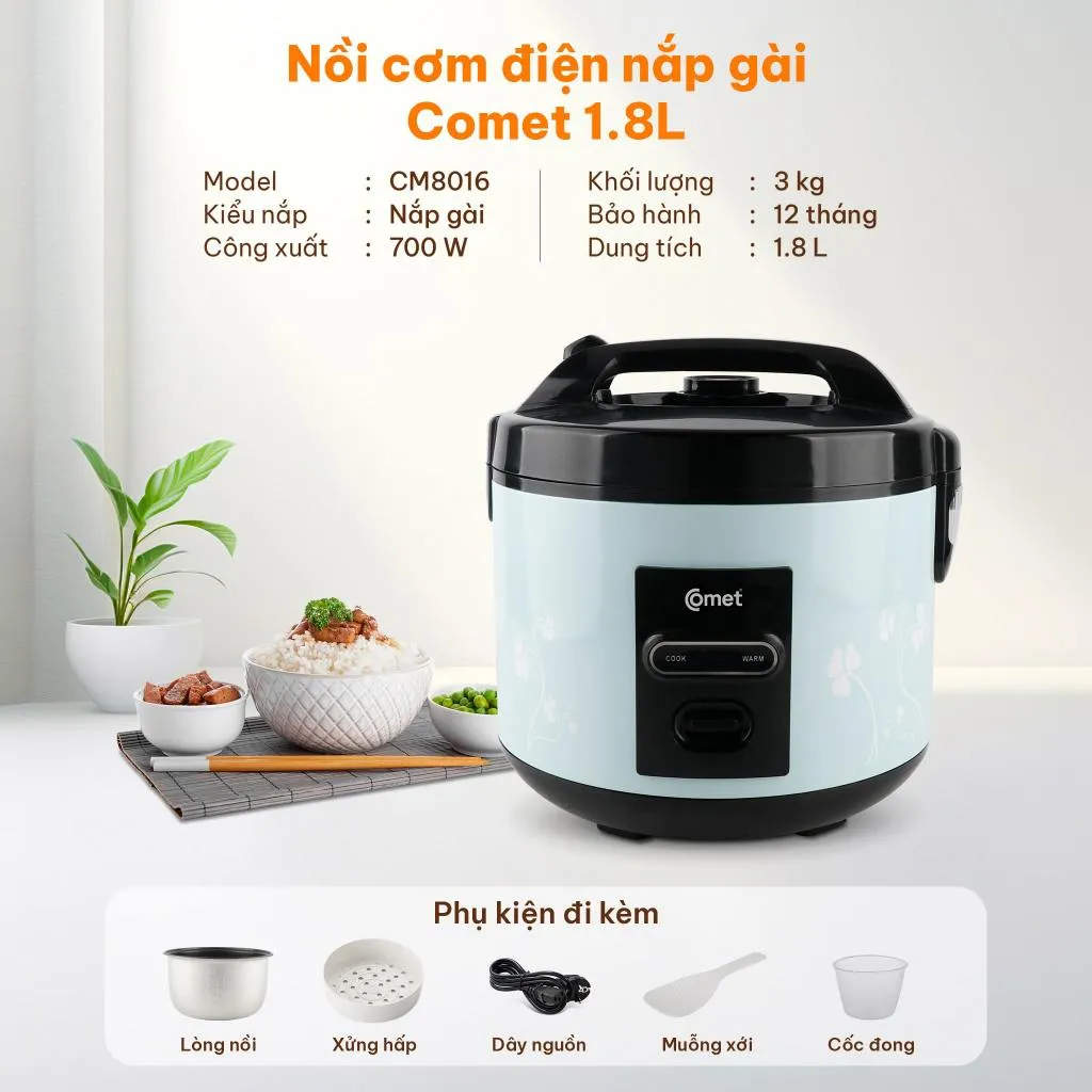 Ảnh Nồi cơm điện nắp cài 1,8L COMET - CM8016 2