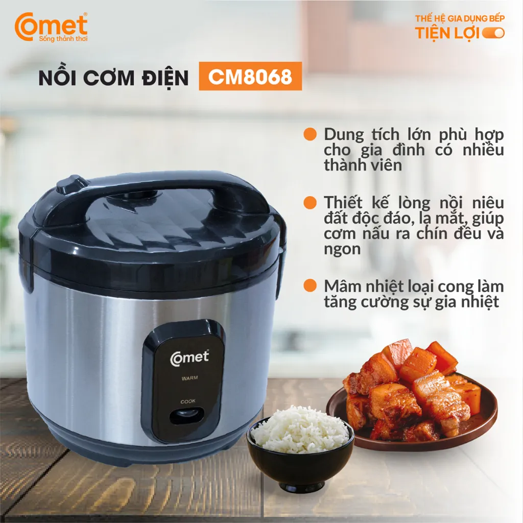 Ảnh Nồi cơm điện nắp gài lòng niêu 1,8L COMET - CM8068 3