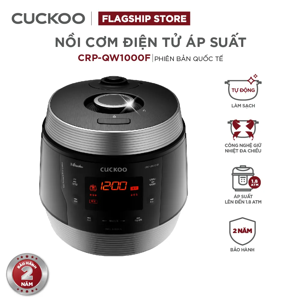Ảnh Nồi cơm điện tử áp suất Cuckoo 1.8L CRP-QW1000F (tiếng Anh) - Lòng nồi phủ men Xwall độc quyền - Sản xuất tại Hàn Quốc 1