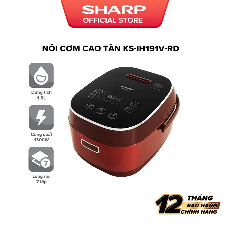 Ảnh Nồi Cơm Điện Cao Tần Cảm Ứng Sharp 1.8L KS-IH191V-RD - BẢO HÀNH 12 tháng 2