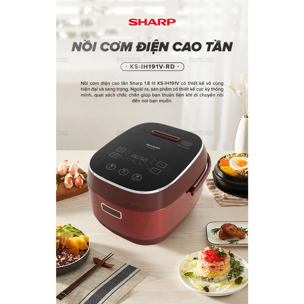 Ảnh Nồi Cơm Điện Cao Tần Cảm Ứng Sharp 1.8L KS-IH191V-RD - BẢO HÀNH 12 tháng 3