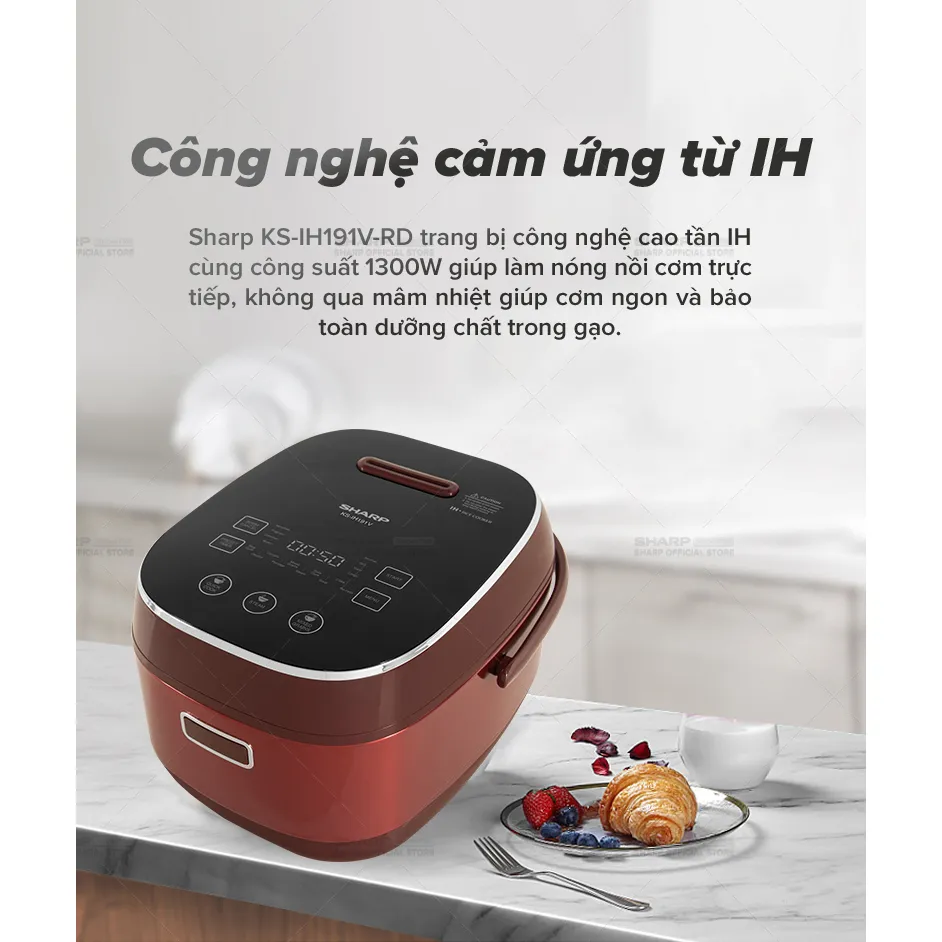 Ảnh Nồi Cơm Điện Cao Tần Cảm Ứng Sharp 1.8L KS-IH191V-RD - BẢO HÀNH 12 tháng 4