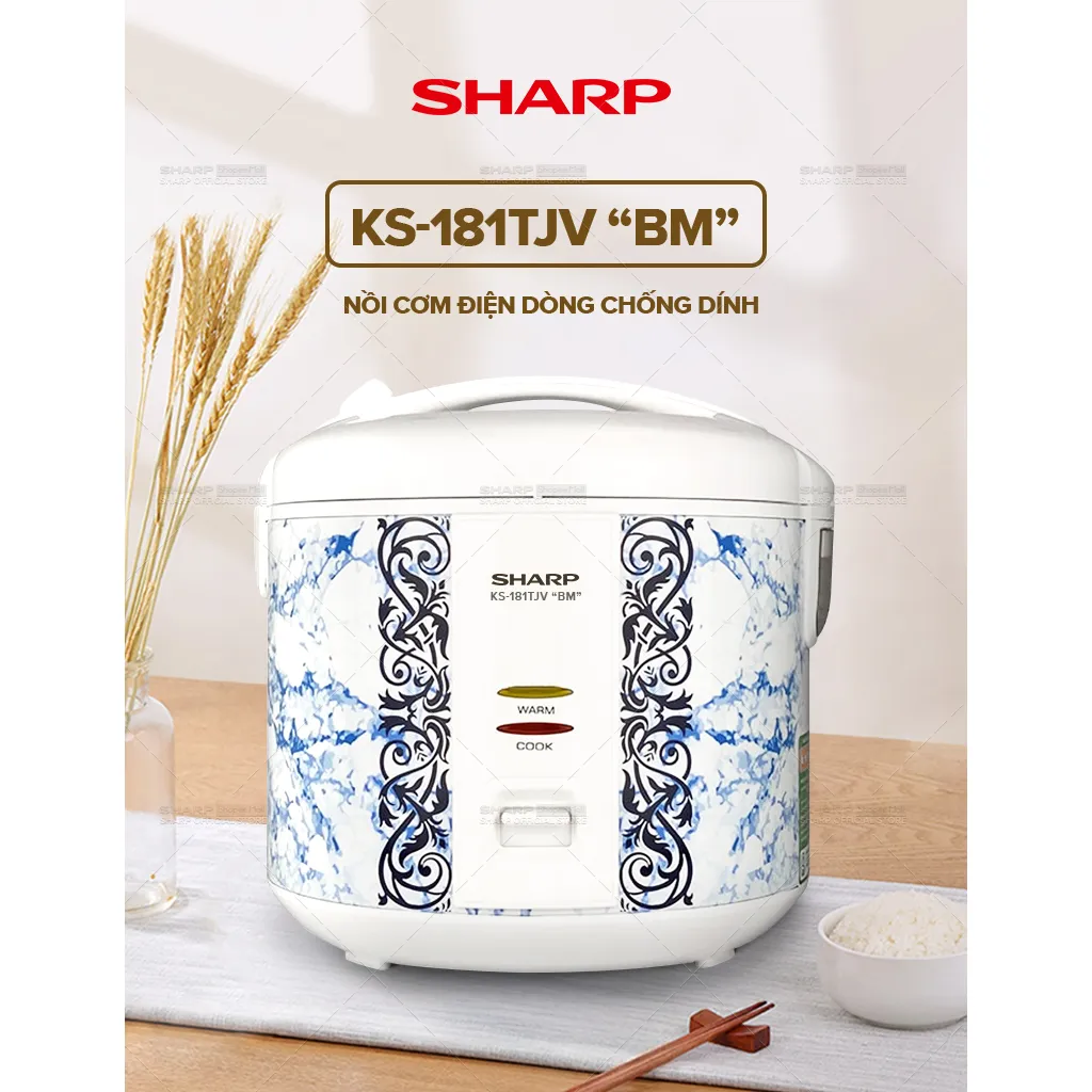 Ảnh Nồi cơm điện dòng chống dính tăng cường xử hấp KS-181TJV "BM" -  Bảo hành chính hãng 12 Tháng 1