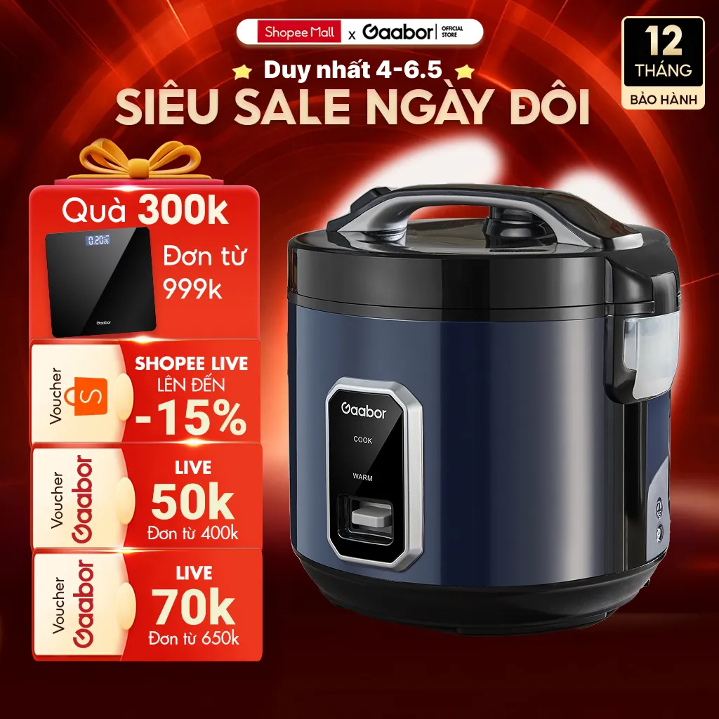 Ảnh Nồi cơm điện Gaabor RC50M-BE01A dung tích 5L lòng nồi 2.2L 700W đa năng nấu cơm làm bánh kèm khay 1