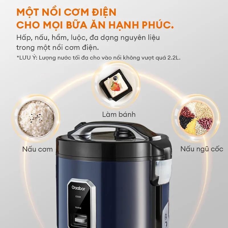 Ảnh Nồi cơm điện Gaabor RC50M-BE01A dung tích 5L lòng nồi 2.2L 700W đa năng nấu cơm làm bánh kèm khay 4
