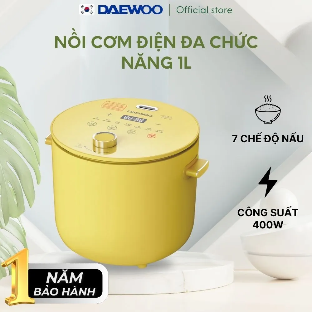 Ảnh Nồi cơm điện mini 1-2 người 1L Hàn Quốc Daewoo DWRC-Y201 công suất 400W, bảo hành 12 tháng 1
