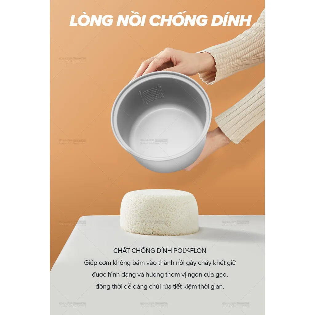Ảnh Nồi Cơm Điện Nắp Gài Sharp KS-19TJV "BC" [Lòng Nhôm Chống Dính] - BH 12 Tháng 3