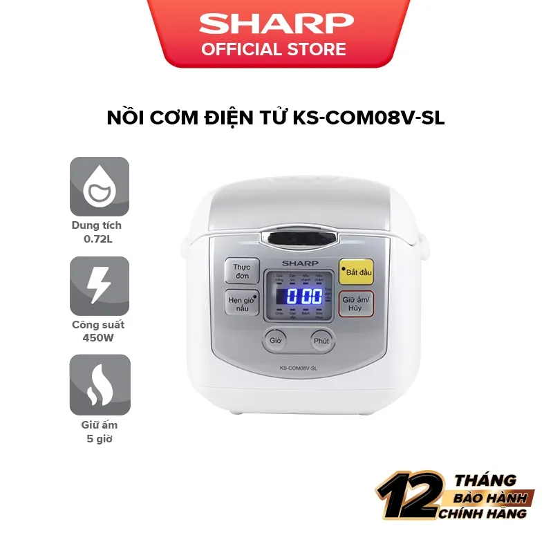 Ảnh Nồi Cơm Điện Tử Sharp KS-COM08V-SL 0.72 Lít 450W [Cỡ Nhỏ, Mâm nhiệt 2D] 1