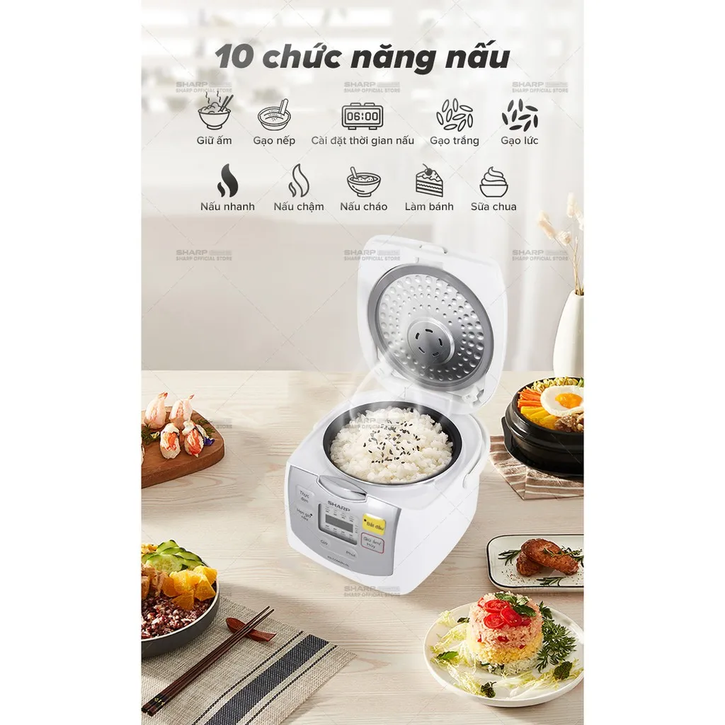 Ảnh Nồi Cơm Điện Tử Sharp KS-COM08V-SL 0.72 Lít 450W [Cỡ Nhỏ, Mâm nhiệt 2D] 3