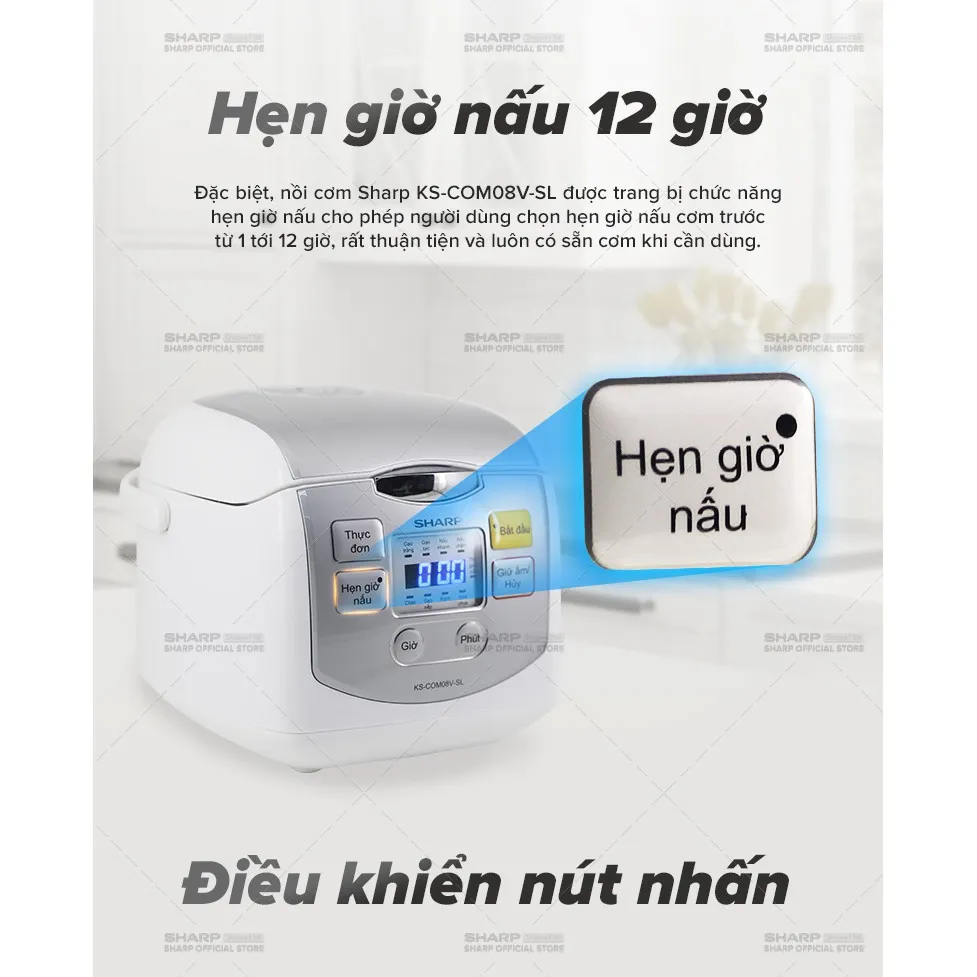 Ảnh Nồi Cơm Điện Tử Sharp KS-COM08V-SL 0.72 Lít 450W [Cỡ Nhỏ, Mâm nhiệt 2D] 4