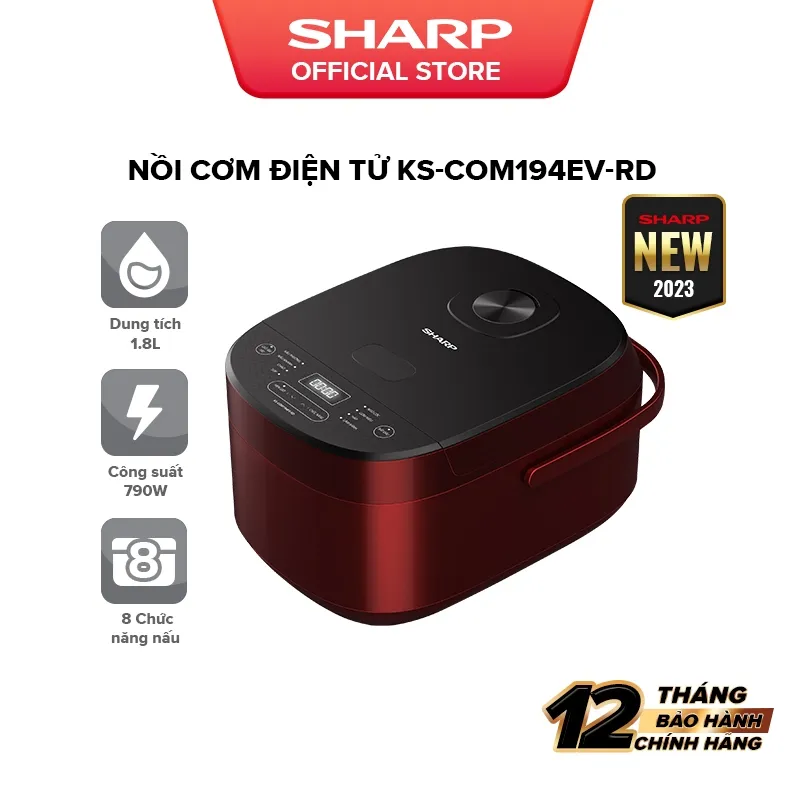 Ảnh Nồi Cơm Điện Tử Sharp KS-COM194EV-BK/RD 1.8L [8 Chức năng nấu, Công Suất 790W] 1