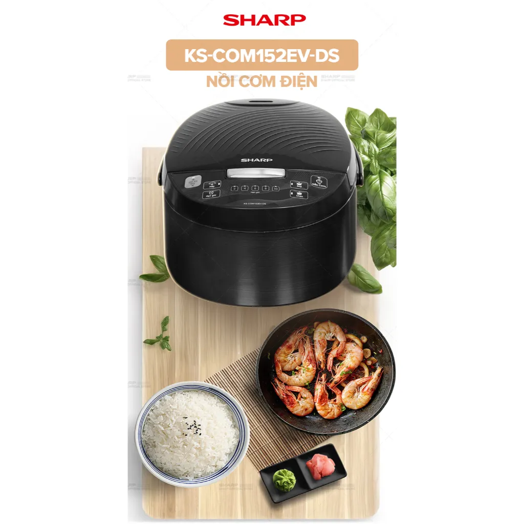 Ảnh Nồi Cơm Điện Tử Sharp KS-COM152EV-DS Dung tích 1.5L, 4 Chức năng nấu, Lòng nồi 5 lớp 1