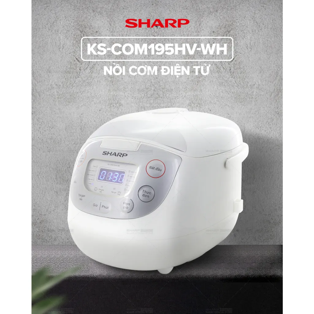 Ảnh Nồi cơm điện tử Sharp KS-COM195HV-WH 1.8L [12 Chức năng nấu] - Bảo hành 12 tháng 2