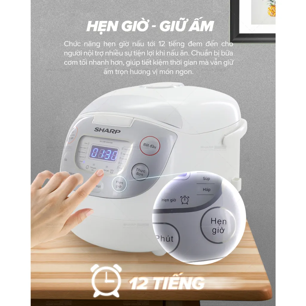 Ảnh Nồi cơm điện tử Sharp KS-COM195HV-WH 1.8L [12 Chức năng nấu] - Bảo hành 12 tháng 4