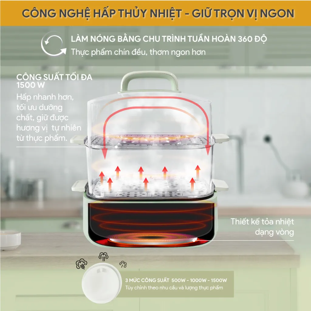 Ảnh Nồi Hấp Đa Năng BlueStone MPB-7235 - 1500W - Hấp 12 Lít - Lòng nồi 3 Lít 4