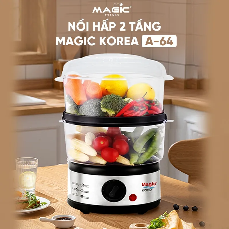 Ảnh Nồi hấp Magic A-64, nồi hấp 2 tầng, dung tích 5L- Hàng chính hãng. 2