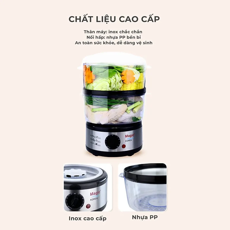 Ảnh Nồi hấp Magic A-64, nồi hấp 2 tầng, dung tích 5L- Hàng chính hãng. 4