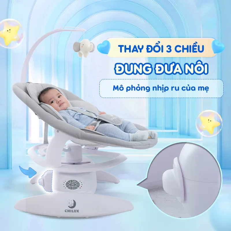 Ảnh Nôi điện Chilux cho bé E9 có điều khiển từ xa 3