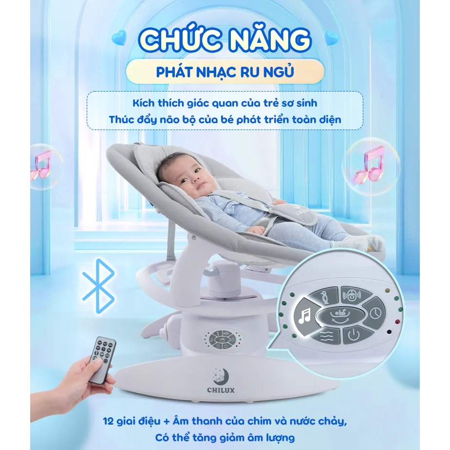 Ảnh Nôi điện Chilux cho bé E9 có điều khiển từ xa 4