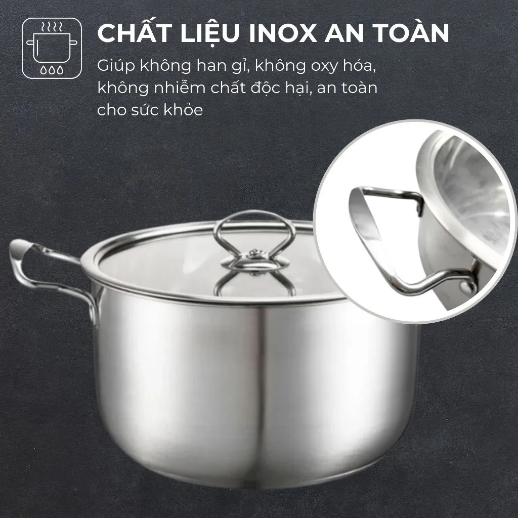Ảnh Nồi inox bếp từ 5 đáy, inox 304 cao cấp siêu bền Daelux (18cm,20cm,22cm,24cm) 4