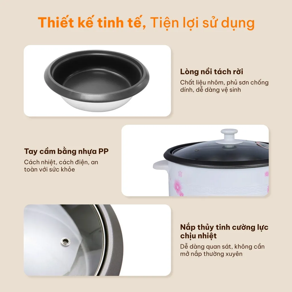 Ảnh Nồi lẩu điện COMET sôi nhanh dễ vệ sinh 4
