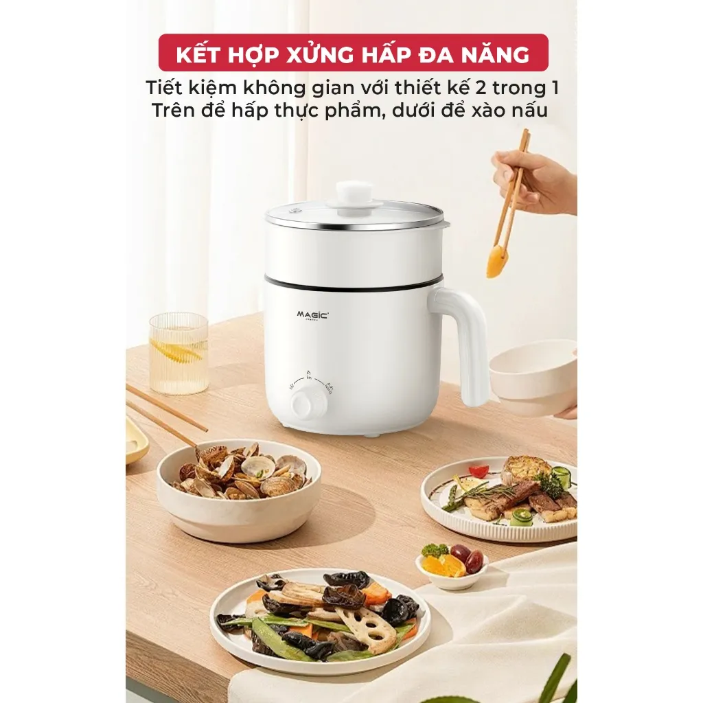 Ảnh Nồi lẩu điện đa năng Magic A-040, dung tích 1.3L, công suất 600W, bảo hành 12 tháng 4