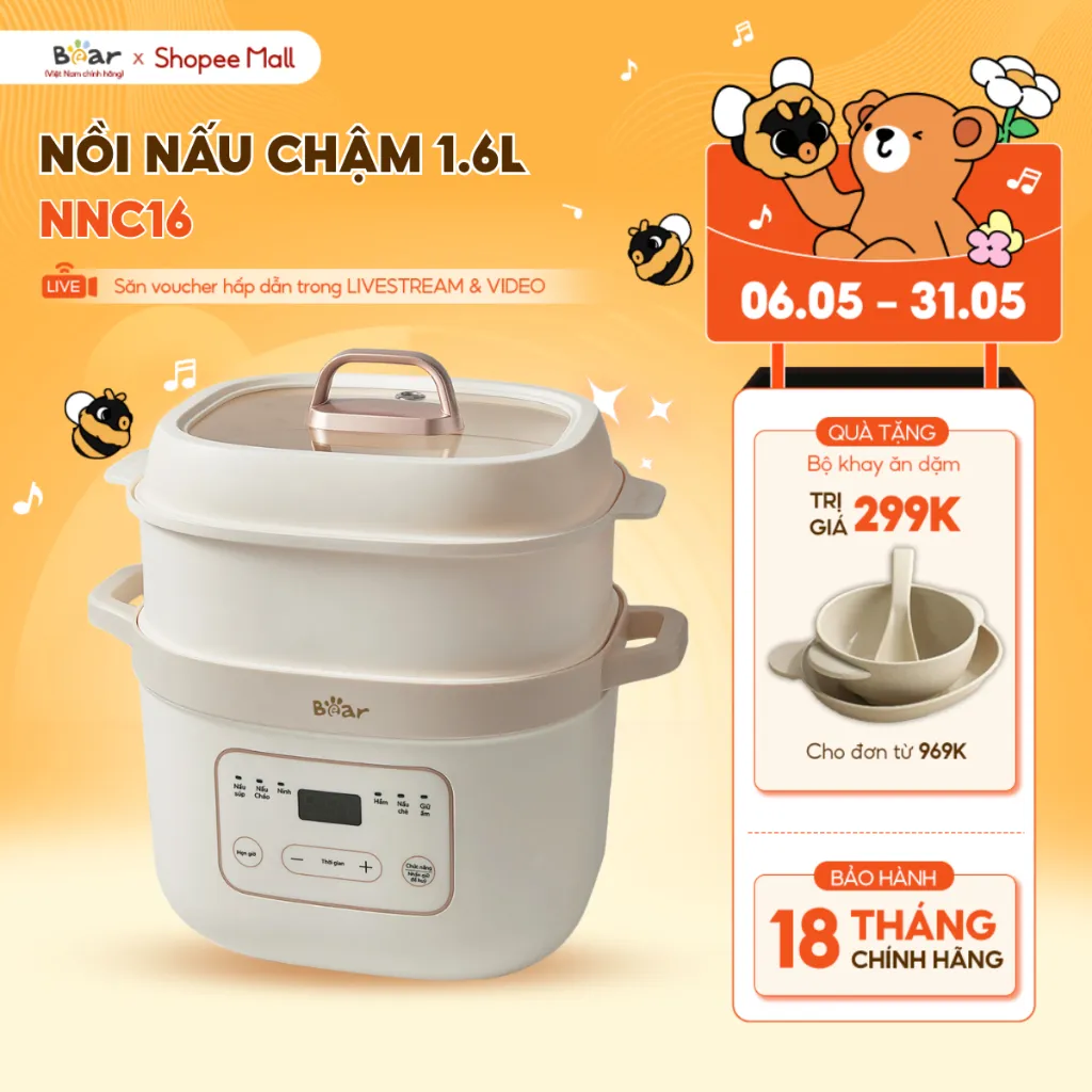 Đánh Giá Nồi Nấu Cháo Chậm BEAR 1.6L SB-NNC16: Đa Năng, Giữ Trọn Dưỡng Chất