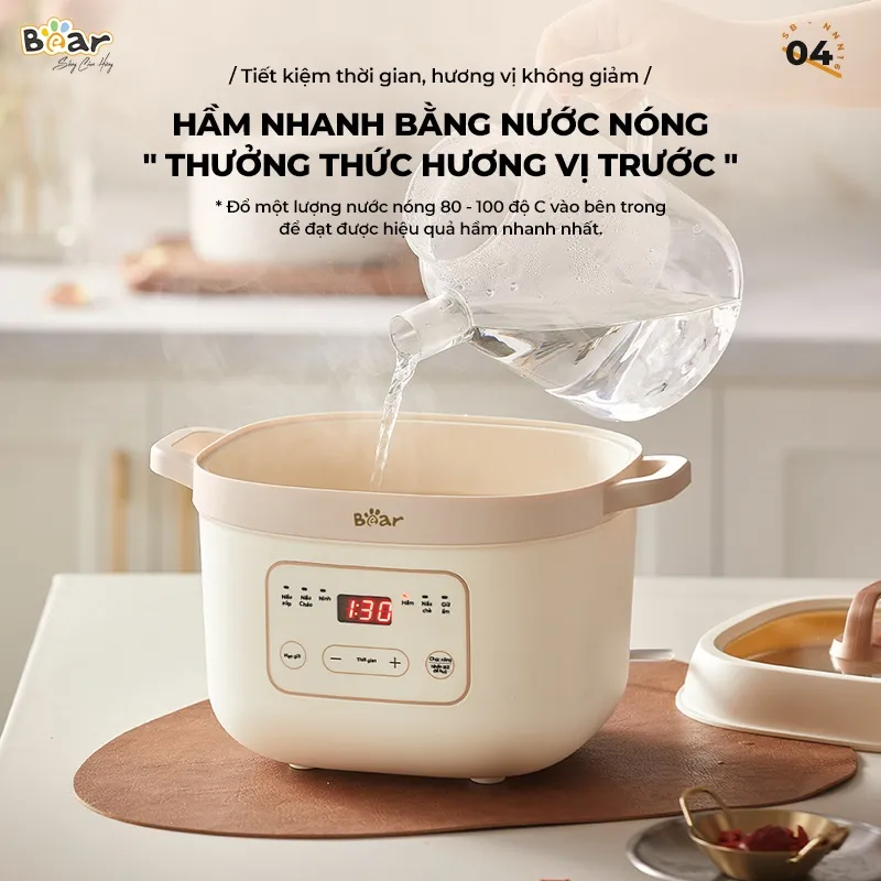 Ảnh Nồi Nấu Cháo Chậm BEAR 1.6L 6 Chế Độ Ninh Nấu Hầm Chưng Yến Hấp Cách Thuỷ Tiện Lợi Giữ Chất Dinh Dưỡng SB-NNC16 4