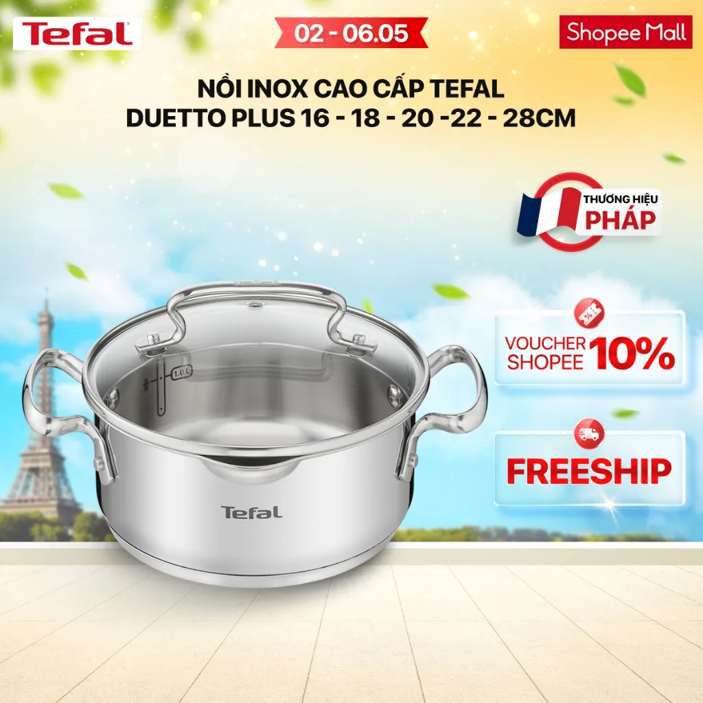 Ảnh Nồi/ quánh Inox đáy từ Tefal Duetto Plus cao cấp (16cm/18cm/20cm/22cm/24cm/28cm) 1