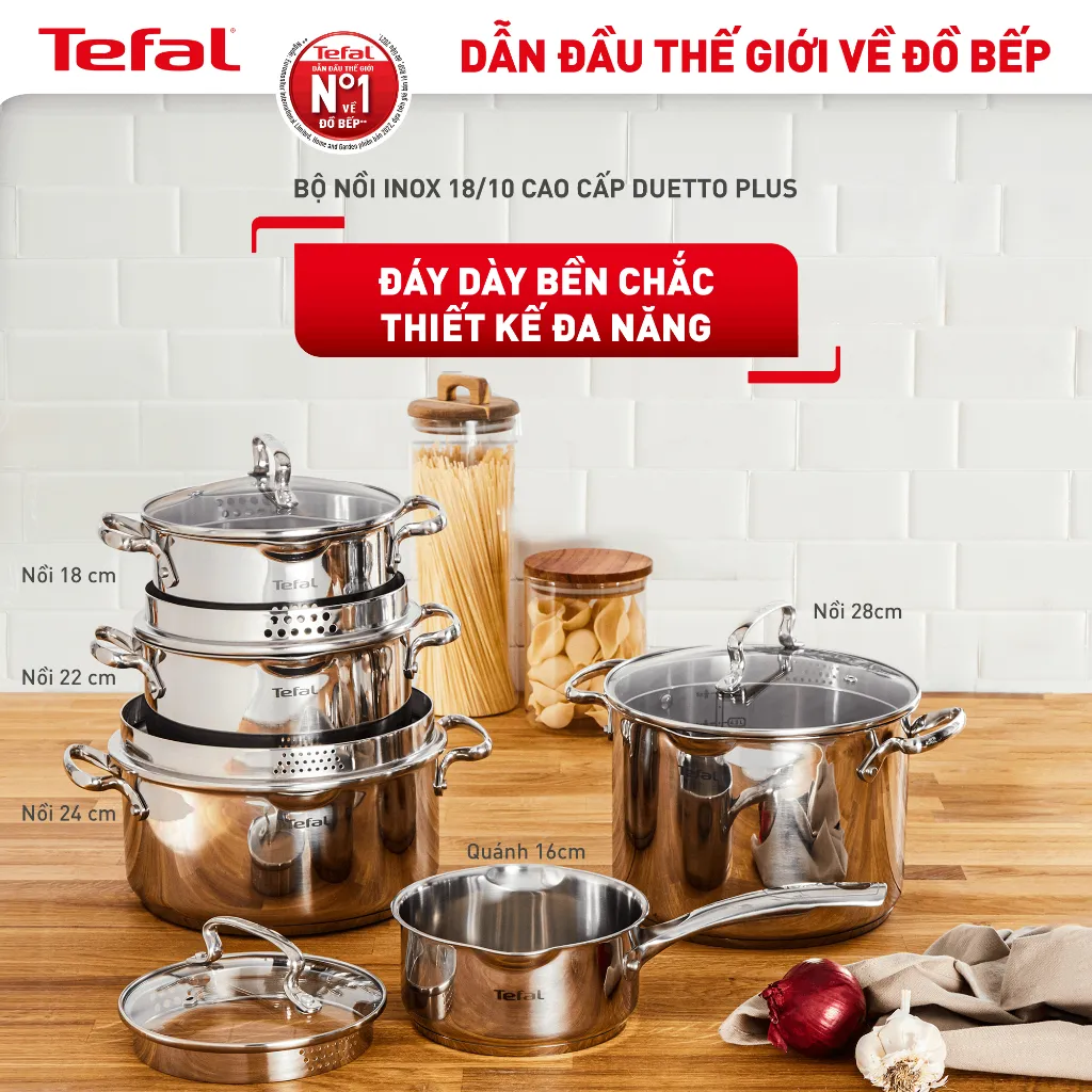 Ảnh Nồi/ quánh Inox đáy từ Tefal Duetto Plus cao cấp (16cm/18cm/20cm/22cm/24cm/28cm) 3