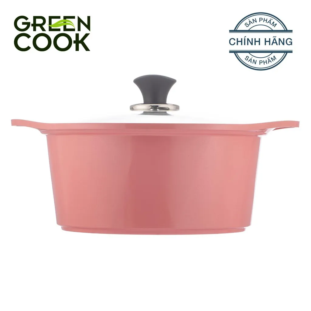 Ảnh Nồi đúc ceramic vân đá đáy từ chống dính PFOA free Green Cook GCS02-20IH 1