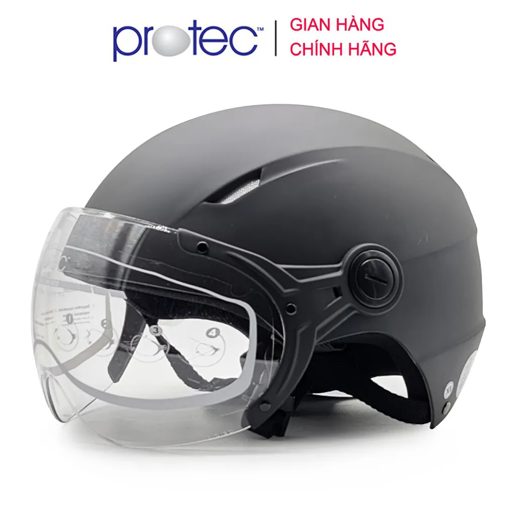 Ảnh Nón bảo hiểm 1/2 đầu có kính Protec VIC, size lớn, độ che phủ sâu hơn 4