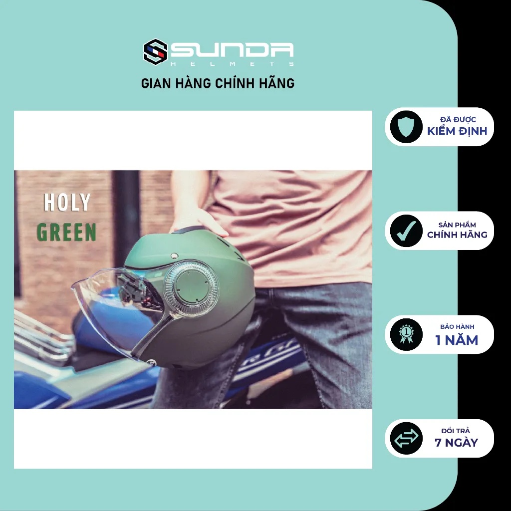 Ảnh Nón bảo hiểm 3/4 SUNDA 621 chính hãng - nhiều màu 2