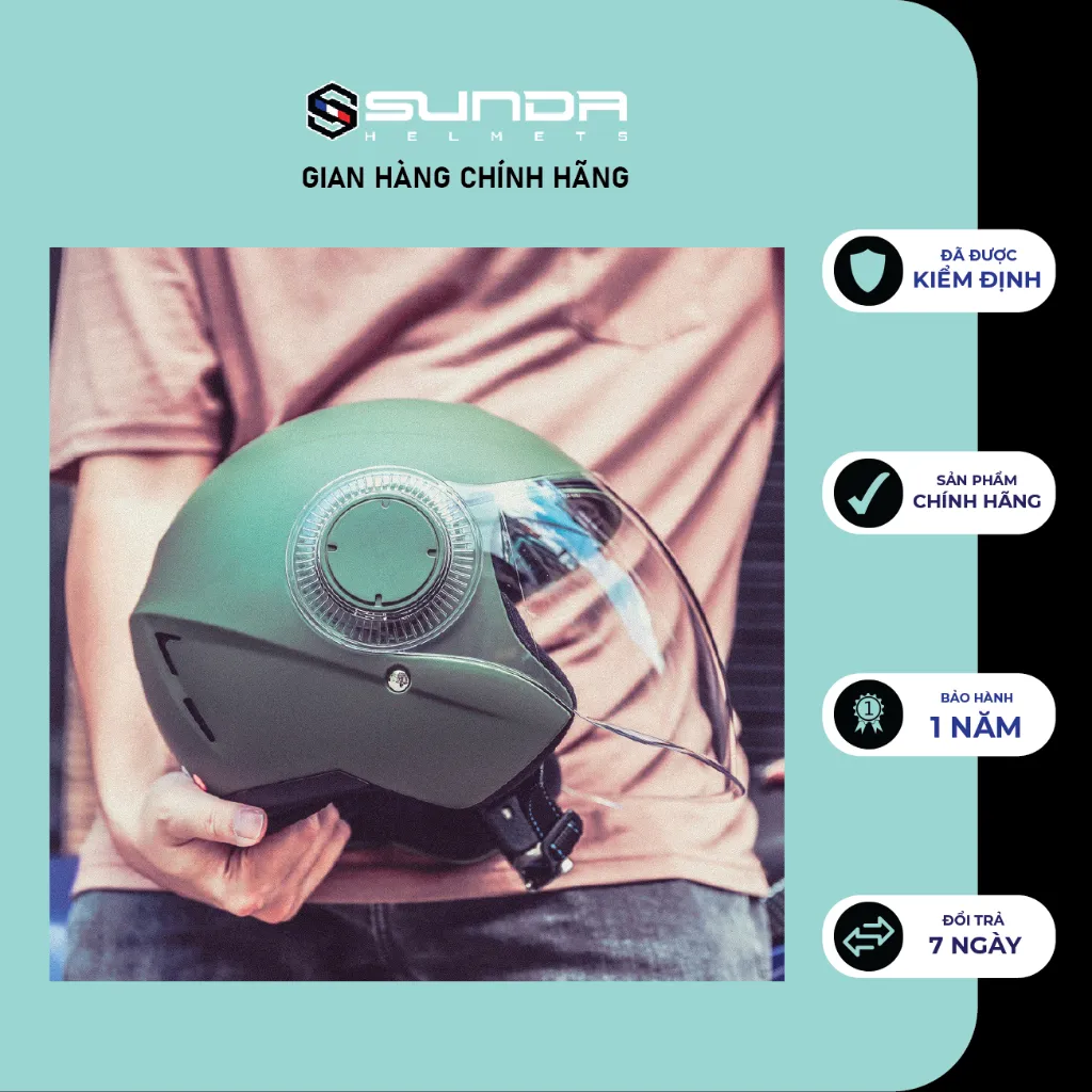 Ảnh Nón bảo hiểm 3/4 SUNDA 621 chính hãng - nhiều màu 4
