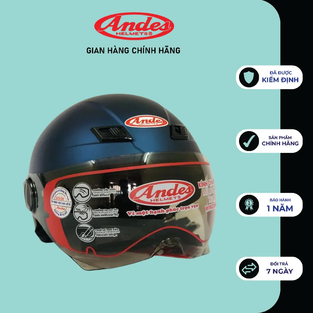 Ảnh Nón bảo hiểm nửa đầu ANDES 109K size lớn 1