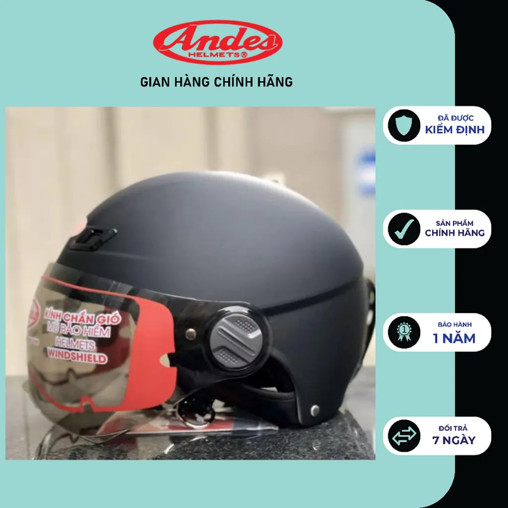 Ảnh Nón bảo hiểm nửa đầu ANDES 109K size lớn 4