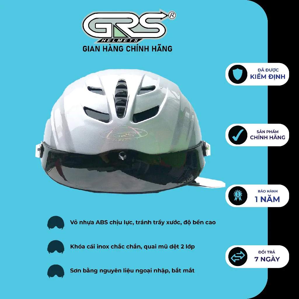 Ảnh Nón bảo hiểm nửa đầu chính hãng GRS A760T kèm lưỡi trai 4