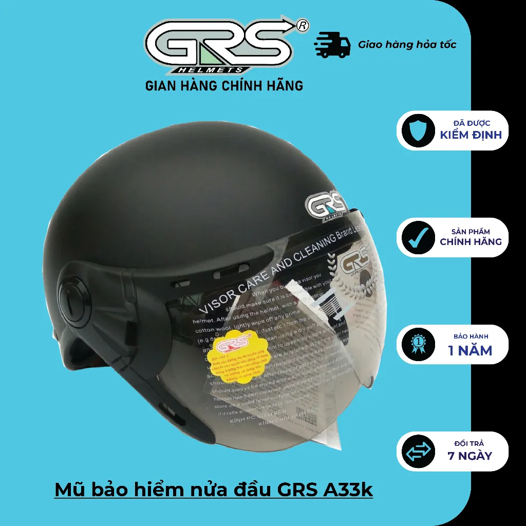 Ảnh Nón bảo hiểm nửa đầu cho nam nữ GRS A33k chính hãng nhiều màu 1