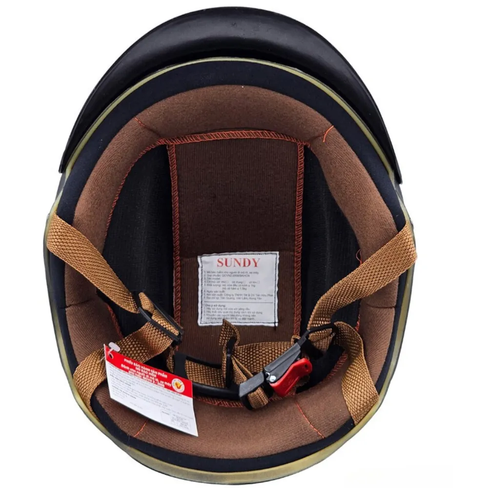 Ảnh Nón bảo hiểm nửa đầu có kính SUNDY Helmets HP02 Lưỡi trai vân mũ thể thao, Freesize (vòng đầu 56-59cm) cho nam nữ 3