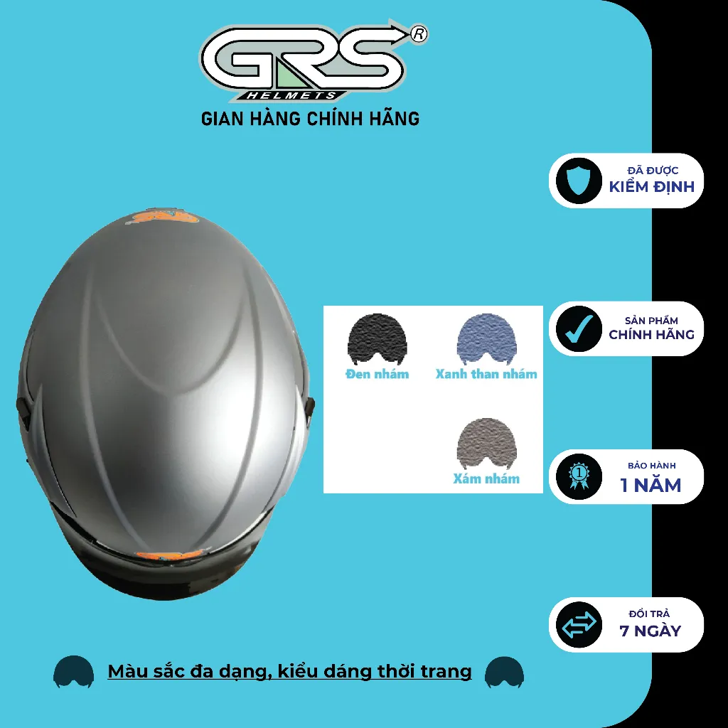 Ảnh Nón bảo hiểm nửa đầu GRS A966 kính giấu lưỡi trai (nhiều màu) 1