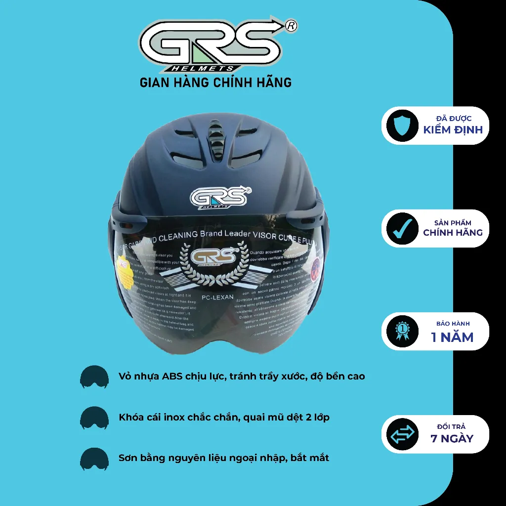 Ảnh Nón bảo hiểm nửa đầu kèm kính GRS A760K 4